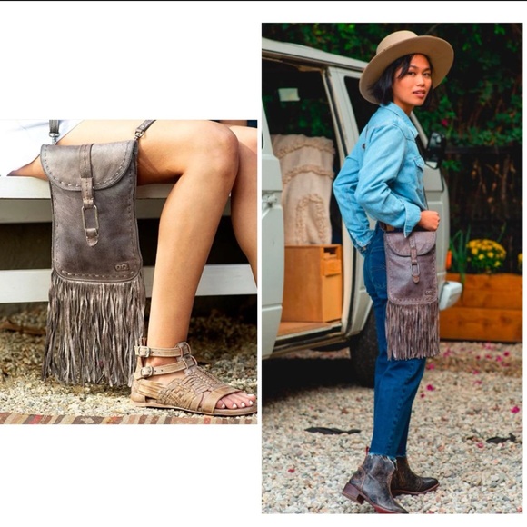 NWT Bed Stu SANDY LANE Tan Rustic White BFS Fringe Hobo Crossbody Bag MSRP $205 - Picture 11 of 11